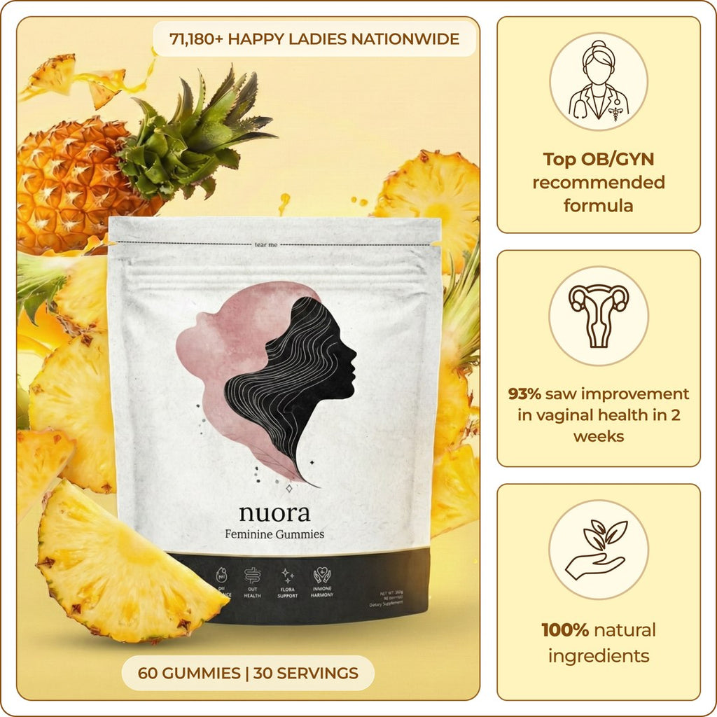 Feminine Balance Gummies pouch with pineapple, 60 gummies, 30 servings