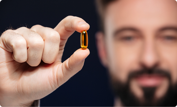 Man holding capsules